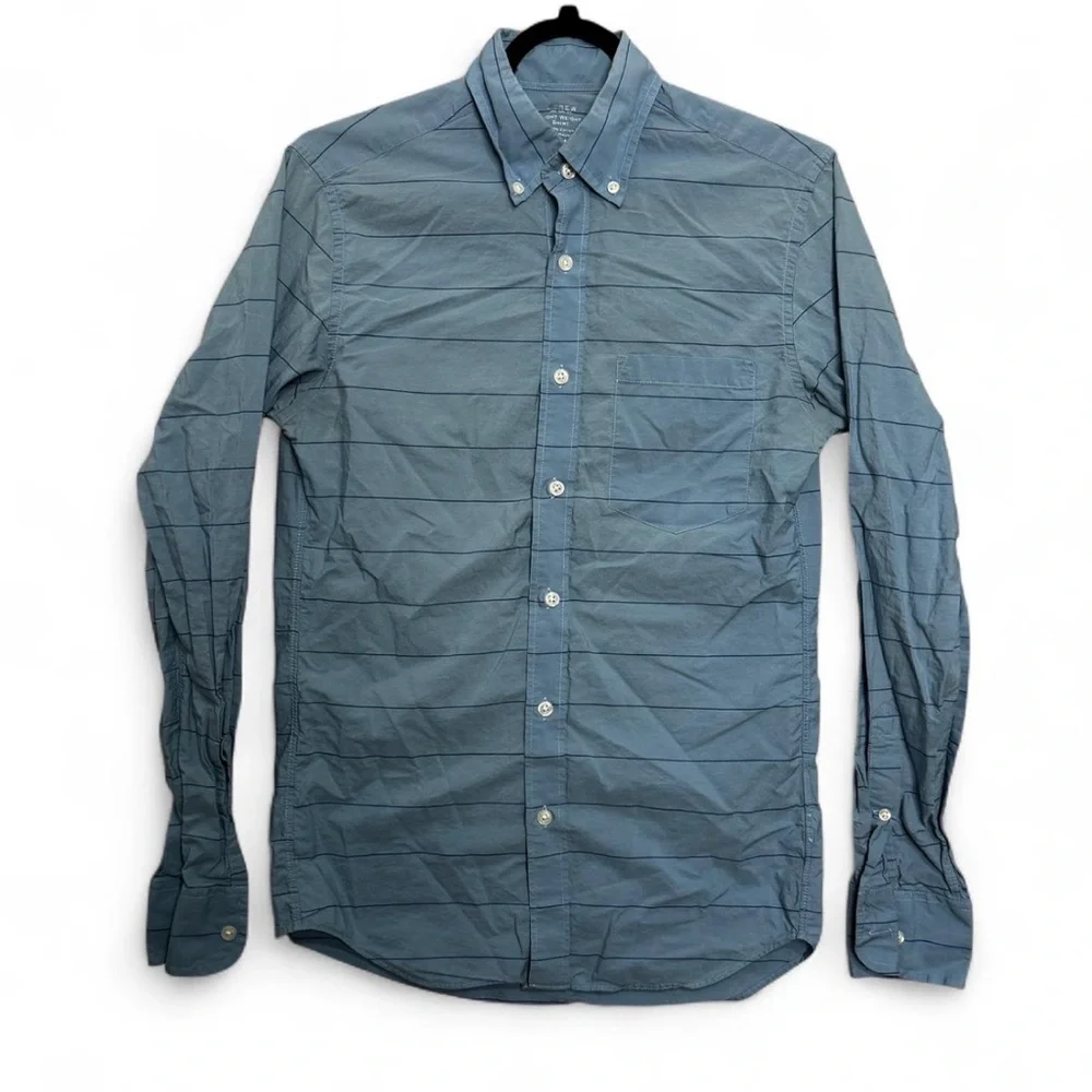 J.Crew Men XS Slim Fit Lightweight Blue Striped Button Down Shirt Preppy Office